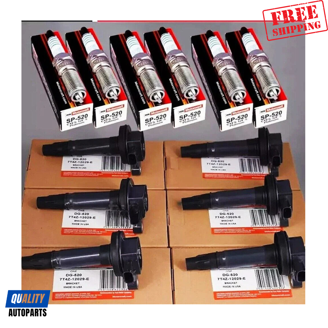 Motorcraft Platinum Spark Plug SP520 and DG520 Ignition Coils (Set of 6)