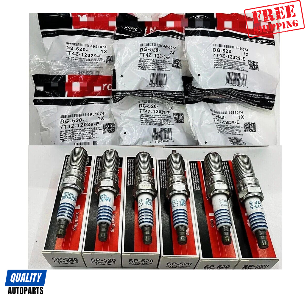 Motorcraft Platinum Spark Plug SP520 and DG520 Ignition Coils (Set of 6)